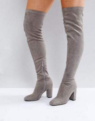 Cuissardes à talons carrés   Gris