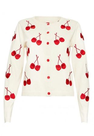 Alice + Olivia Cherry Embroidered Sweater Cardigan Size S NWOT | eBay