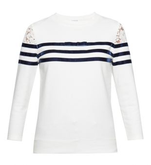 Pull à rayures et dentelle