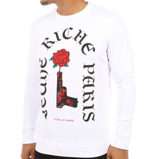 Jeune Riche   Sweat Crewneck Rose And Gun Blanc   LaBoutiqueOfficielle.com