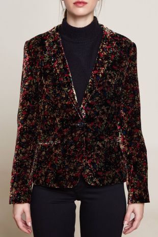 Veste tailleur en velours coloré