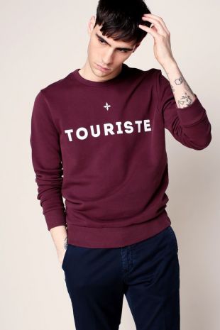 Commune de Paris Sweat bordeaux message blanc Touriste   338547   MSR Monshowroom.com