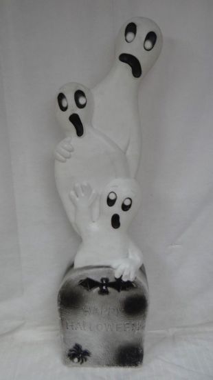41" Union 3 Ghosts On Tombstone Lighted Halloween Blow Mold Outdoor Yard Decor | eBay