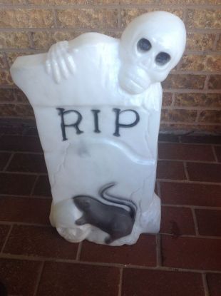 22" Halloween RIP Skeleton Rat Graveyard Tombstone Skull Blow Mold Light Up Yard  | eBay