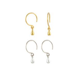 Peggy Li Tiny Gold and Silver Droplet Earrings