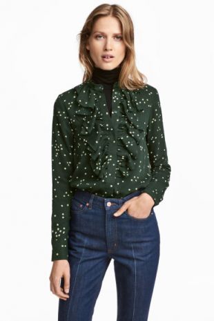 Blouse en plumetis   Vert foncé/pois