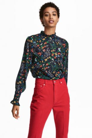 Blouse en mousseline froissée