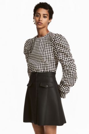 Blouse Blanc/noir/carreaux