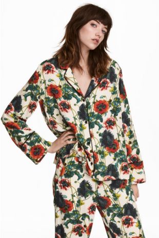 Chemise ample   Écru/fleuri