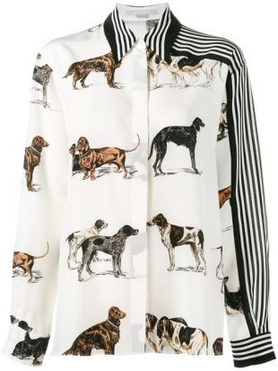 Stella McCartney Chemise aux Imprimés Chien et à Rayures Asymétriques