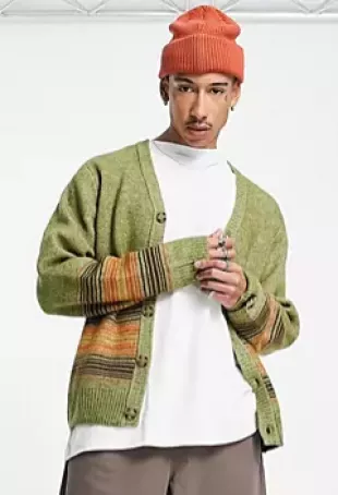 Carhartt Dillon Cardigan - Dillon Stripe / Dollar Green