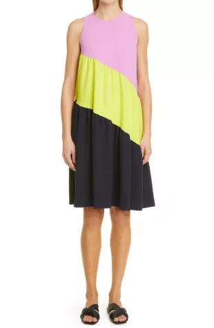 Colorblock Sleeveless Shift Dress