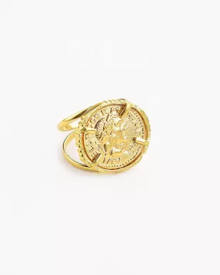 Cezar Gold Coin Double Band Cocktail Ring