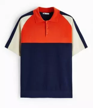 Knit Color Block Polo Shirt
