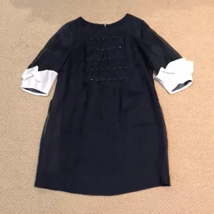 Navy/white lantern sleeve dress