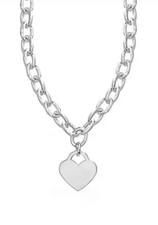 Fine silver plated heart tag necklace
