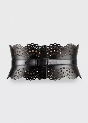 Ceinture bustier en cuir ajouré