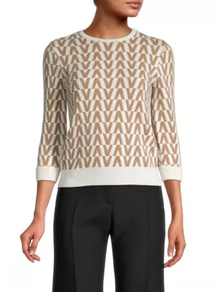 V-Patterned Virgin Wool & Cashmere Sweater