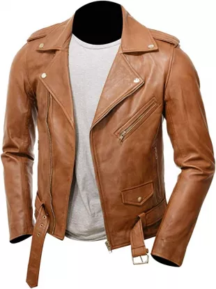 Motorcycle Distressed Brown Cafe Racer Leather Jacket