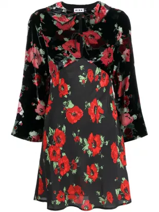 Malibu Velvet Floral Print Dress