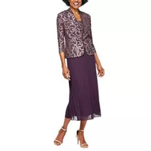 Women's Tea Length Button-Front Jacket Dress