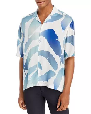 Lello Leaf Print Camp Shirt