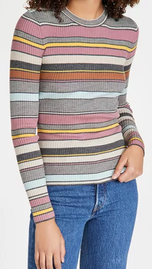 Theory Striped Crewneck worn by Carly Shay (Miranda Cosgrove) as