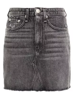 Distressed Denim Mini Skirt