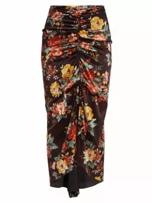 Pixie Floral Silk Midi Skirt