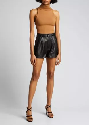 Conry Pleated Leather Shorts