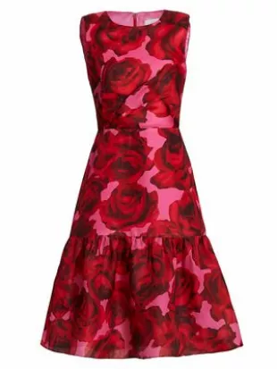 Sleeveless Painterly Rose Dress