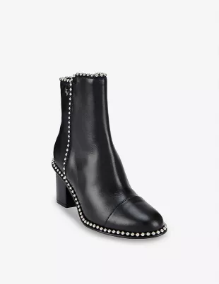 Lena Beaded Trim Leather Ankle Boots