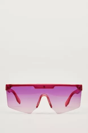 Womens Half Frame Plastic Visor Sunglasses - Pink
