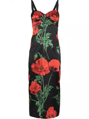 Dolce & Gabbana Rose-print Bustier Dress worn by Tiffany Valentine  (Jennifer Tilly) as seen in Chucky (S02E05) | Spotern