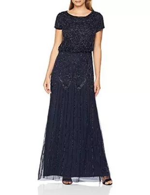 Women's Short Sleeve Beaded Gown