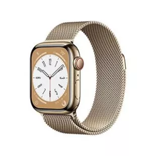 Watch Series 8 [GPS + Cellular 41mm] Smart Watch w/ Gold Stainless Steel Case with Gold Milanese Loop. Fitness Tracker, Blood Oxygen & ECG Apps, Always-On Retina Display, Water Resistant