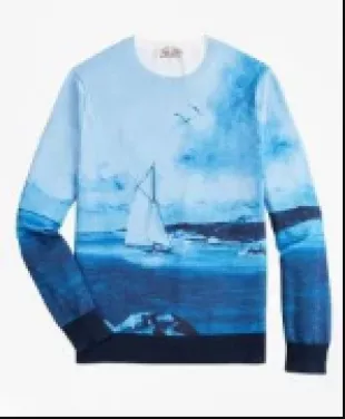 Brooks Brothers Men's Supima Cotton Windsurfer Intarsia Sweater | Blue | Size XL - Shop Holiday Gifts and Styles