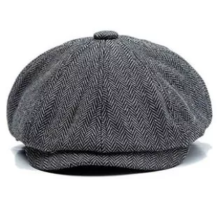KeepSa Newsboy Cap Baker Boy Hat Flat Caps - 8 Panel Peaky Herringbone Tweed Gatsby Hat Ivy Irish Cap for Men and Women Grey