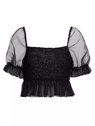 Cannon Puff-Sleeve Cropped Top