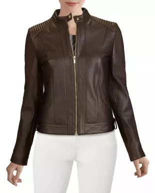 Cole Haan - Leather Zip Jacket