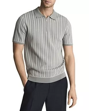 Code Stripe Regular Fit Quarter Zip Polo Shirt
