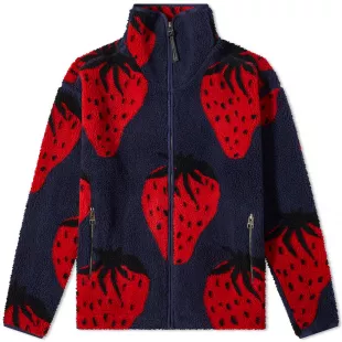Strawberry Fleece Jacket Navy & Red
