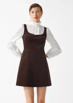 & Other Stories Frilled Corduroy Mini Dress worn by Holly Willoughby as  seen in This Morning on November 15, 2022 | Spotern
