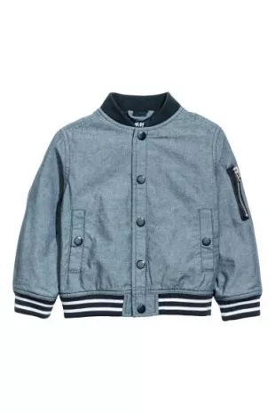 baseball jacket in cotton chambray