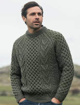 Aran - Hand Knit Chevron Stitch Sweater