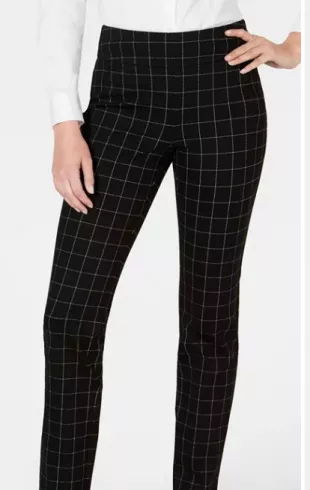 Charter Club - Women's Cambridge Windowpane Print Slim Leg Pants