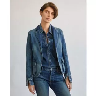 Nili lotan addison denim clearance blazer