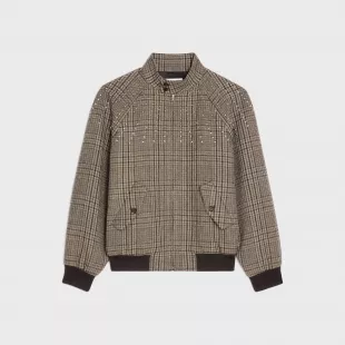 Teddy Jacket With Stand-Up Collar In Checked Wool