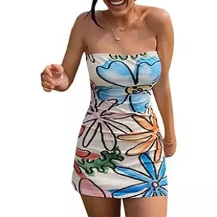 Strapless Floral Derss