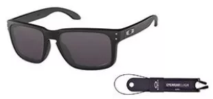 Holbrook OO9102 9102E8 57M Matte Black/Prizm Grey Sunglasses For Men + BUNDLE With Oakley Accessory Leash + BUNDLE with Designer iWear Complimentary Eyewear Kit